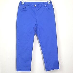 Capris Pants Royal Blue 98% cotton denim stretch Gorpcore Slimming Classic Style